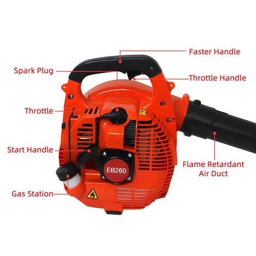 750W 7000rpm Gas Powered Leaf Blower 2 Stroke Engine 25.4CC 275.45CFM Air Volume 0.65L Oil Tank Blower Wind Snow Blower TitanTide