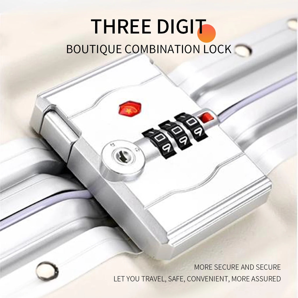 Three-digit combination lock with a white background