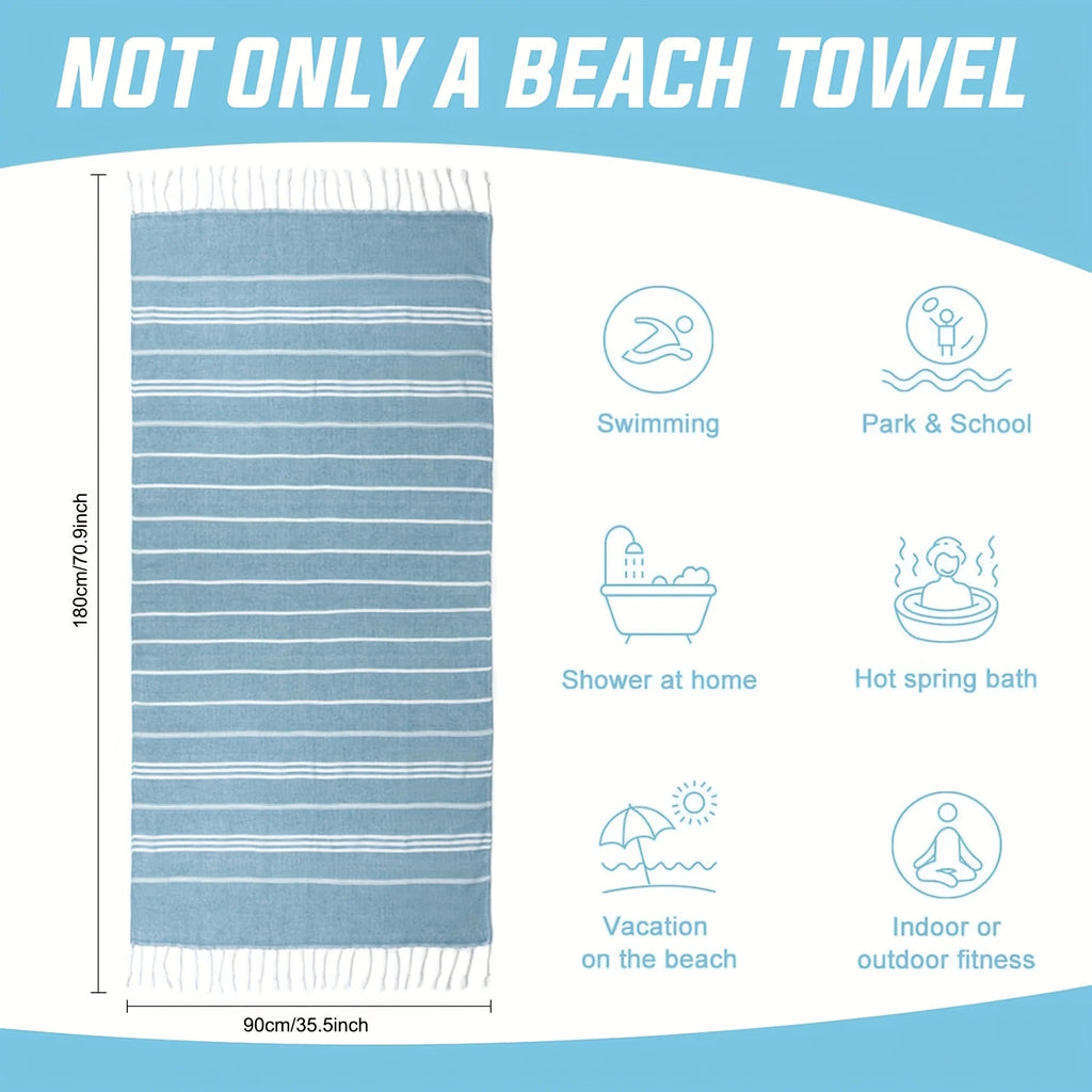90*180CM Turkish Beach Towel Sauna Spa Gym Sports Fitness Fringed Bath Towel Kitchen Outdoor Soft Absorbent Quick Drying Towels TitanTide