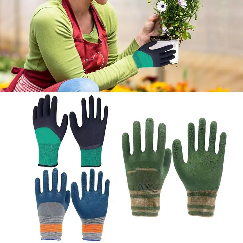 Pair of Waterproof Gardening Gloves made with Latex, Protective Non-Slip Horticultural Gloves and Gear for Vegetable and Flower Plants, Gardening Glove TitanTide
