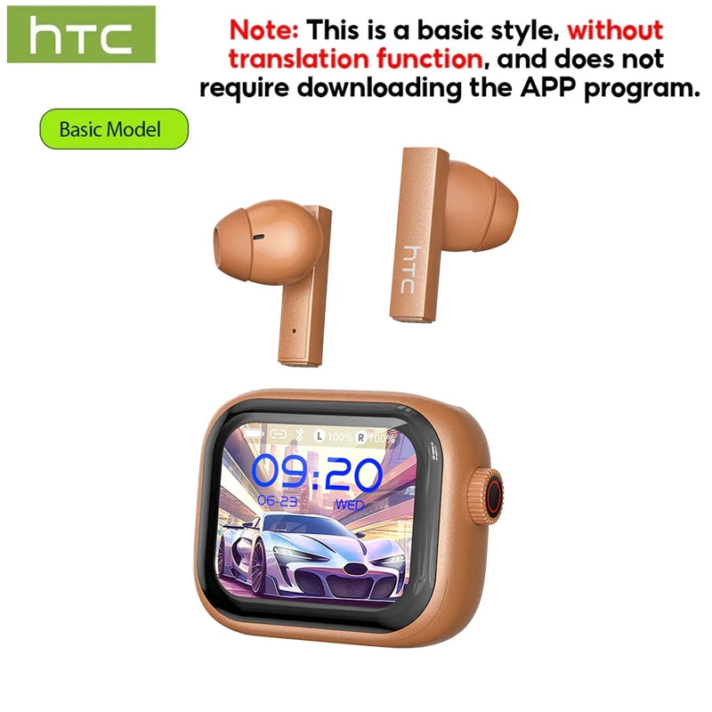 HTC Original AI Translator Wireless Bluetooth Earphones NE40 LED Touch Screen Earbud HiFi Sound Noise Reduction Sports Headphone TitanTide