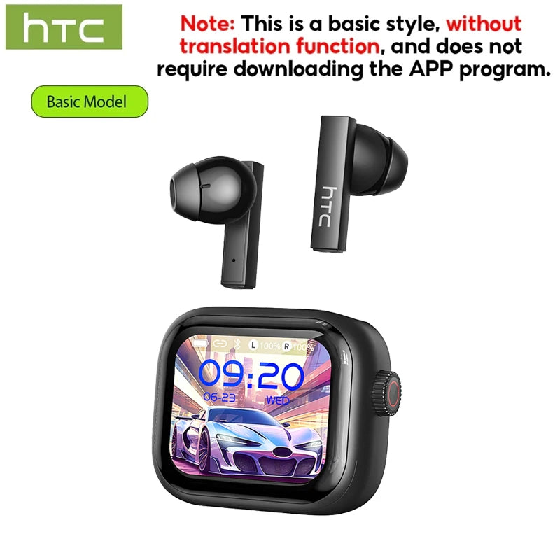 HTC Original AI Translator Wireless Bluetooth Earphones NE40 LED Touch Screen Earbud HiFi Sound Noise Reduction Sports Headphone TitanTide