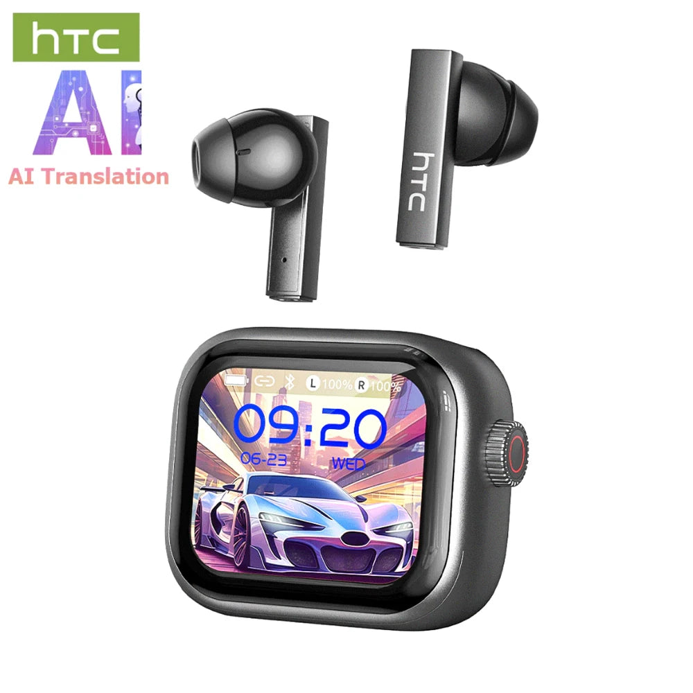HTC Original AI Translator Wireless Bluetooth Earphones NE40 LED Touch Screen Earbud HiFi Sound Noise Reduction Sports Headphone TitanTide
