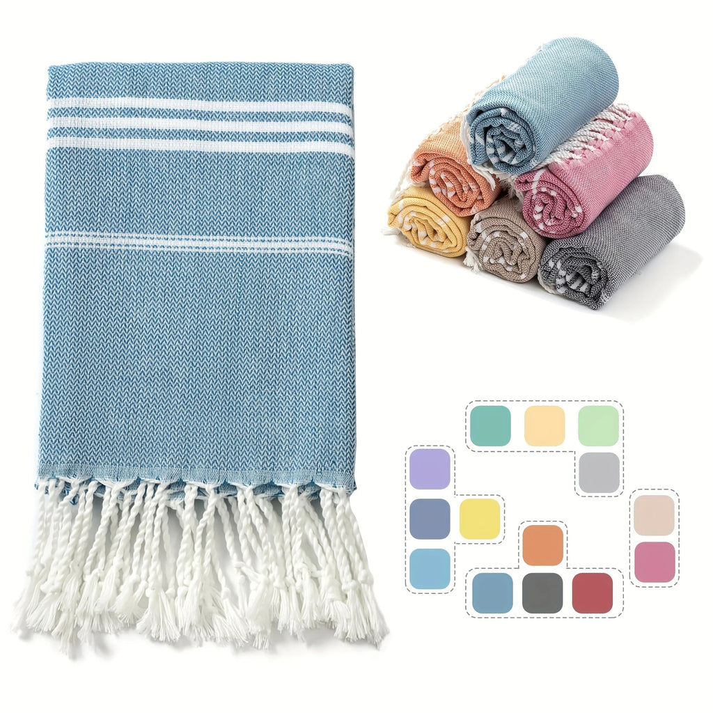 90*180CM Turkish Beach Towel Sauna Spa Gym Sports Fitness Fringed Bath Towel Kitchen Outdoor Soft Absorbent Quick Drying Towels TitanTide