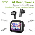HTC Original AI Translator Wireless Bluetooth Earphones NE40 LED Touch Screen Earbud HiFi Sound Noise Reduction Sports Headphone TitanTide