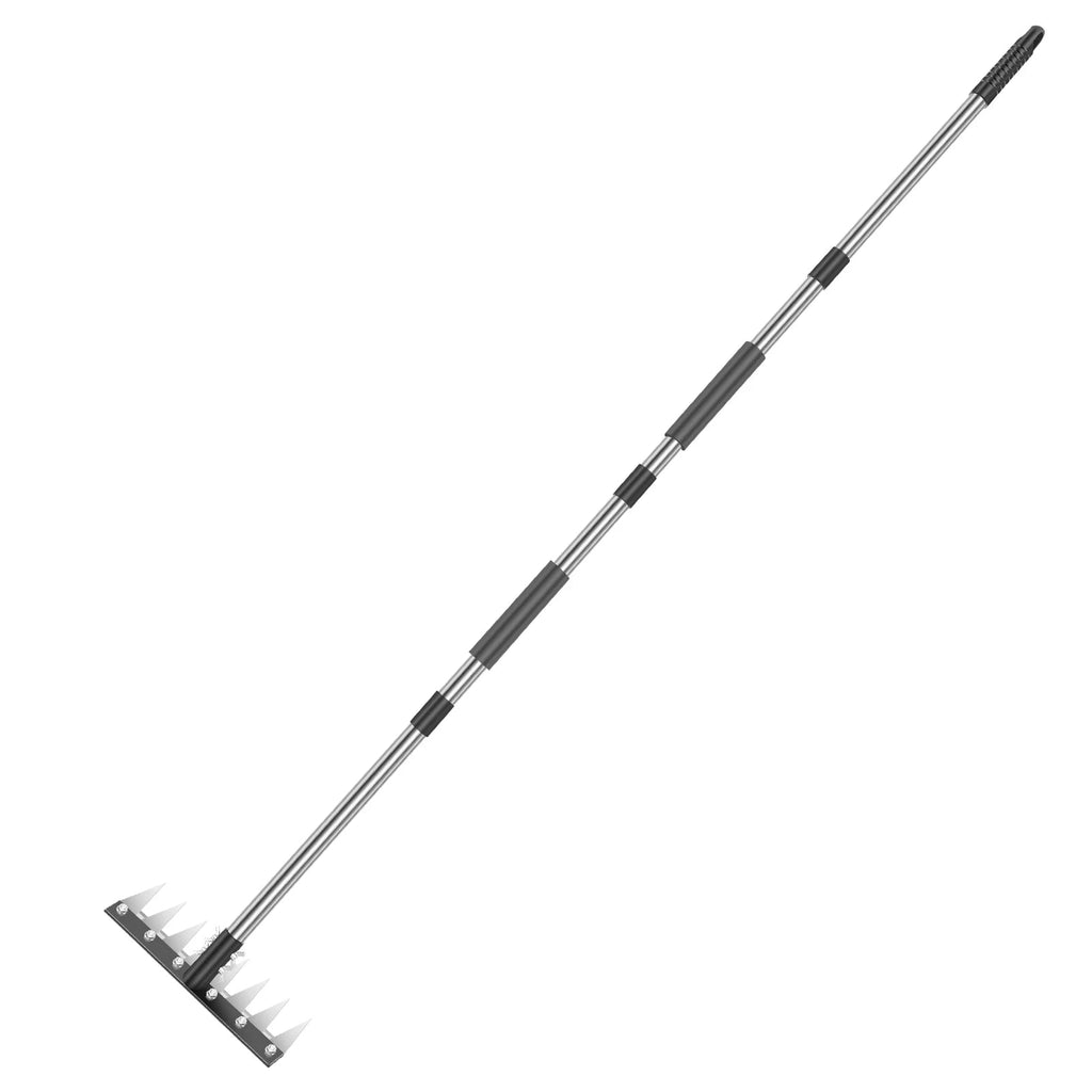 Detachable Multi-Tooth Garden Rake Hardened Manganese Steel Head 3-Length Adjustable Handle 8-Prong Design for Efficient Weeding TitanTide
