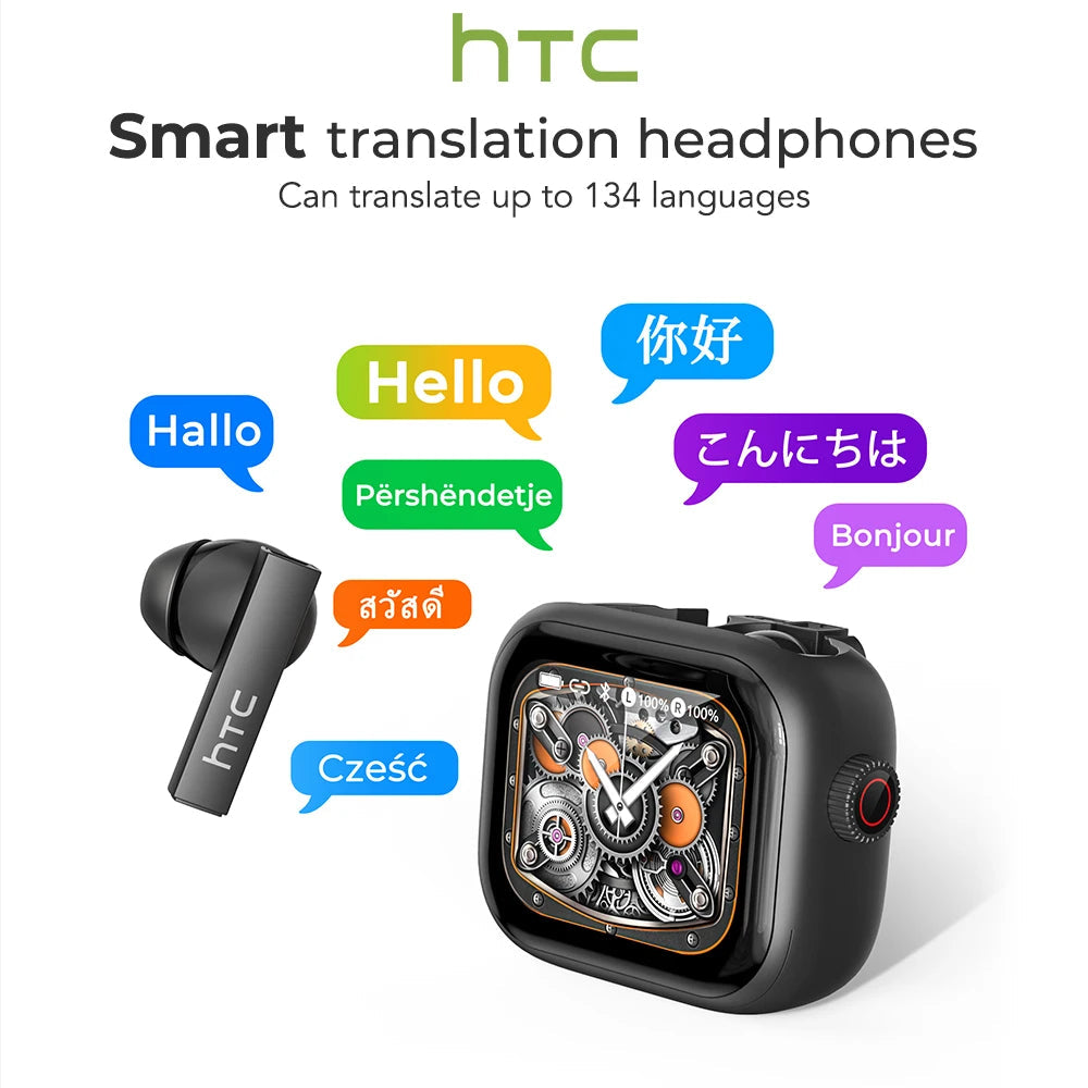 HTC Original AI Translator Wireless Bluetooth Earphones NE40 LED Touch Screen Earbud HiFi Sound Noise Reduction Sports Headphone TitanTide
