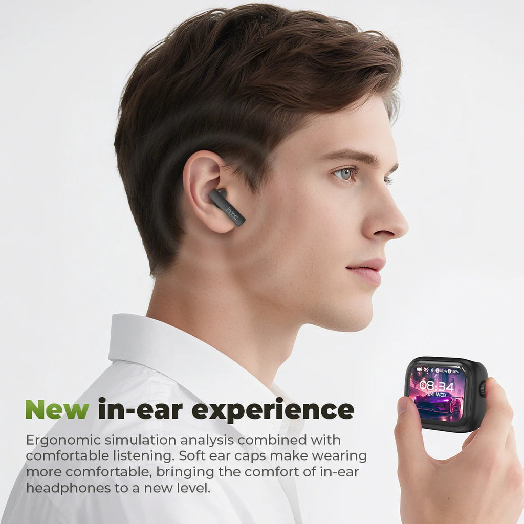 HTC Original AI Translator Wireless Bluetooth Earphones NE40 LED Touch Screen Earbud HiFi Sound Noise Reduction Sports Headphone TitanTide